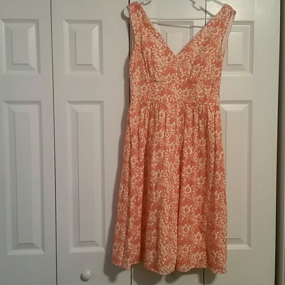 Sz 2 liz Claiborne orange/white flare floral dress - Picture 1 of 4